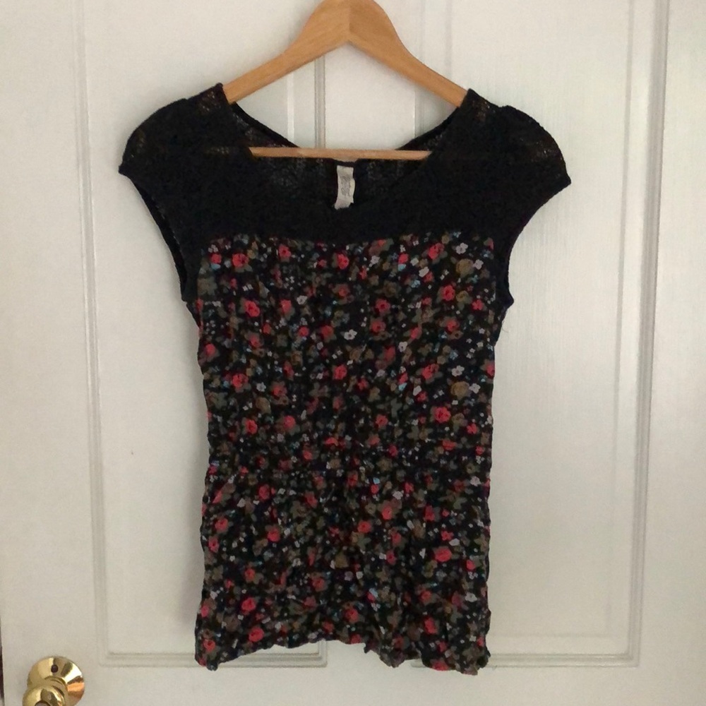 Floral Top with Lace Detail